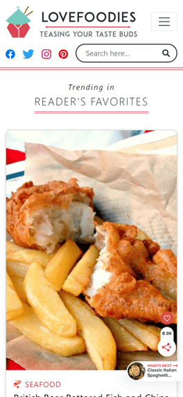 Lovefoodies website screenshot