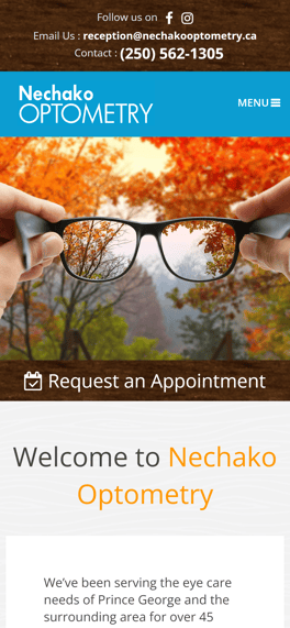 Nechako Optometry website screenshot