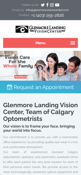 Glenmore Landing Vision Center website screenshot