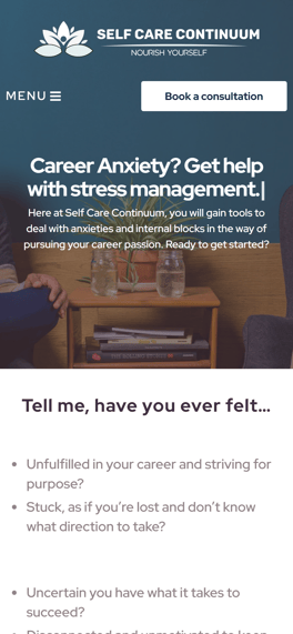 Self Care Continuum website screenshot